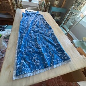 NWT Spenser Jeremy Blue Floral 100% Linen Dress 14